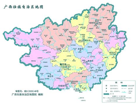 中国广西地图|广西2023年版行政区划地图（含14大地级市高清地。